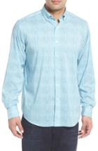 Men's Bugatchi Classic Fit Marled Performance Sport Shirt - Blue/green