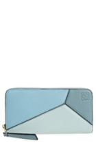 Women's Loewe Puzzle Leather Zip Around Wallet - Blue