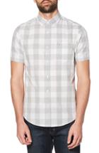 Men's Original Penguin Heather Buffalo Plaid Woven Shirt - Grey