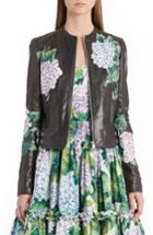 Women's Dolce & Gabbana Hydrangea Painted Leather Jacket Us / 44 It - Black