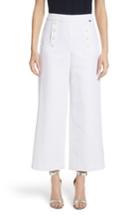 Women's St. John Collection Cotton & Linen Crop Wide Leg Pants - White
