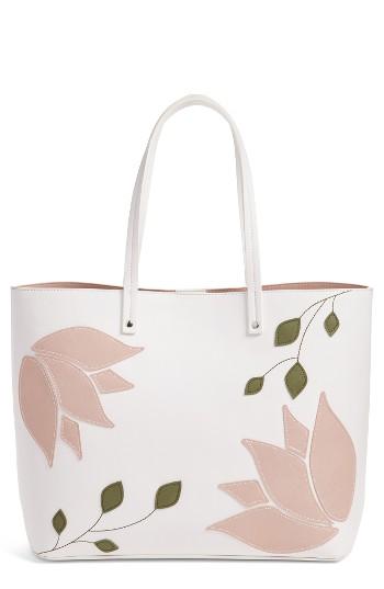 Chelsea28 Tulip Applique Faux Leather Tote -