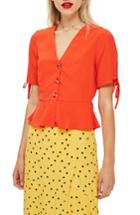 Women's Topshop Bryony Tea Button Front Blouse Us (fits Like 0) - Red