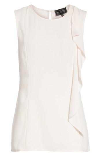 Women's St. John Collection Ruffle Satin Back Crepe Top, Size - Pink