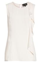 Women's St. John Collection Ruffle Satin Back Crepe Top, Size - Pink
