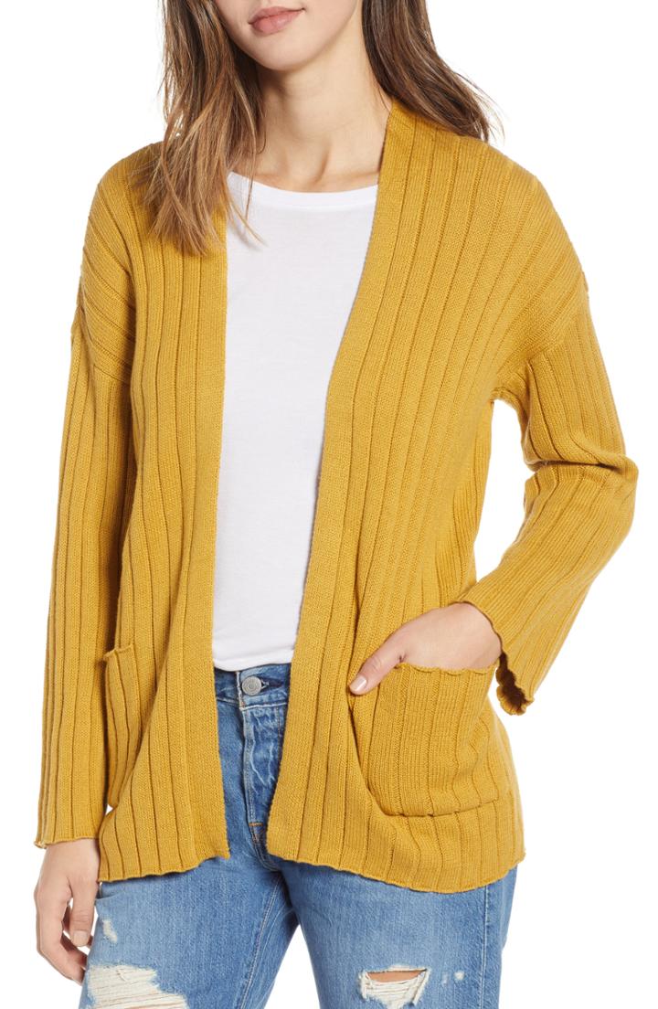 Women's Bp. Ribbed Throw On Cardigan - Brown