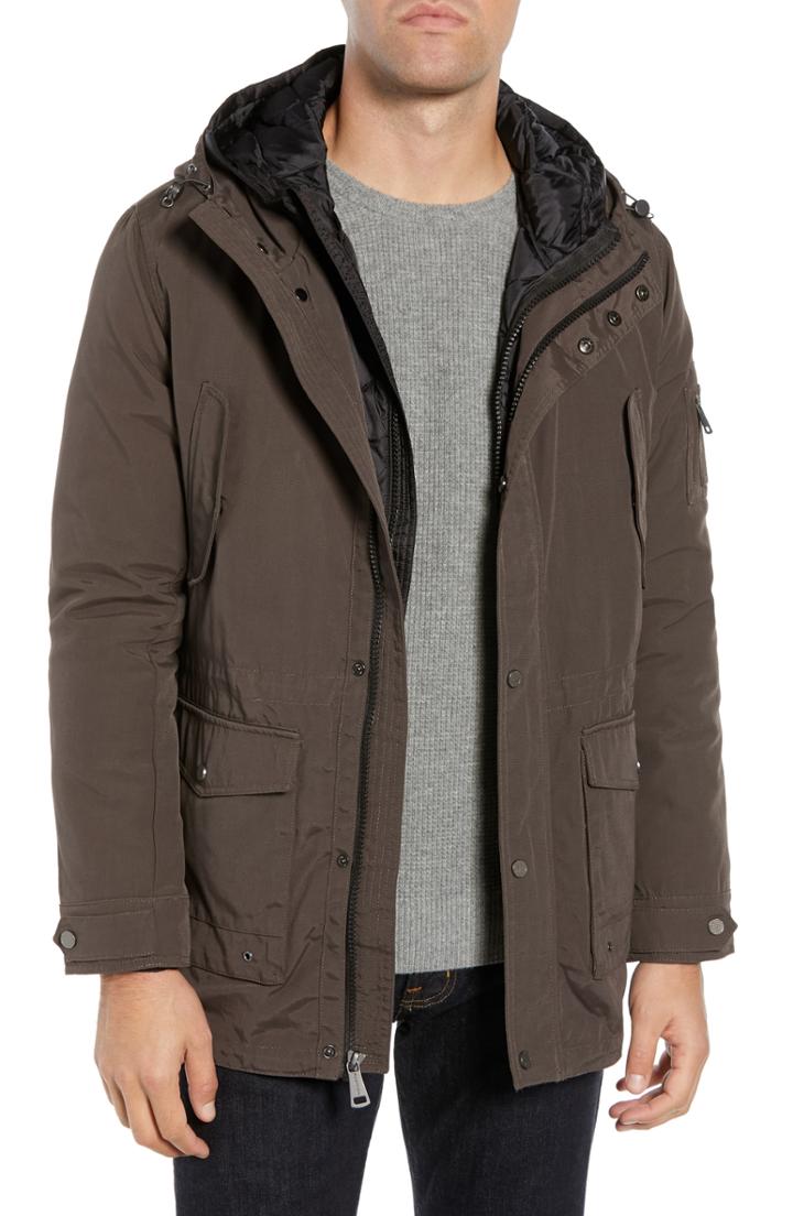 Men's Bugatchi 3-in-1 Hooded Jacket - Brown