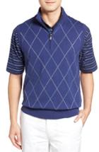 Men's Bobby Jones Argyle Quarter Zip Sweater Vest - Blue