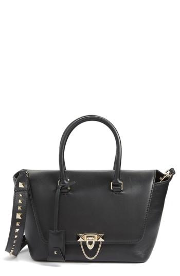 Valentino Garavani Small Double Handle Demi Moon Leather Satchel - Black