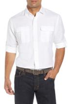 Men's Peter Millar Harkers Regular Fit Herringbone Sport Shirt - White