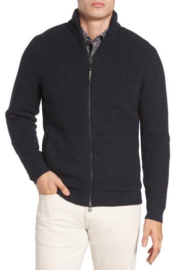 Men's Rodd & Gunn Camerons Track Zip Wool Sweater, Size - Blue