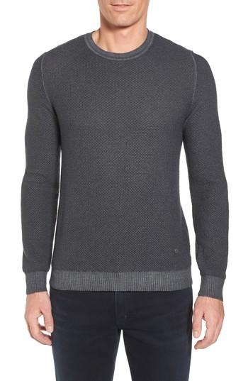 Men's Stone Rose Honeycomb Merino Crewneck Sweater (l) - Grey