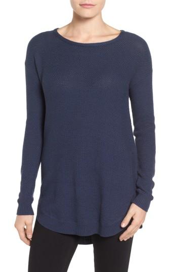 Petite Women's Caslon Texture Knit Tunic, Size P - Grey