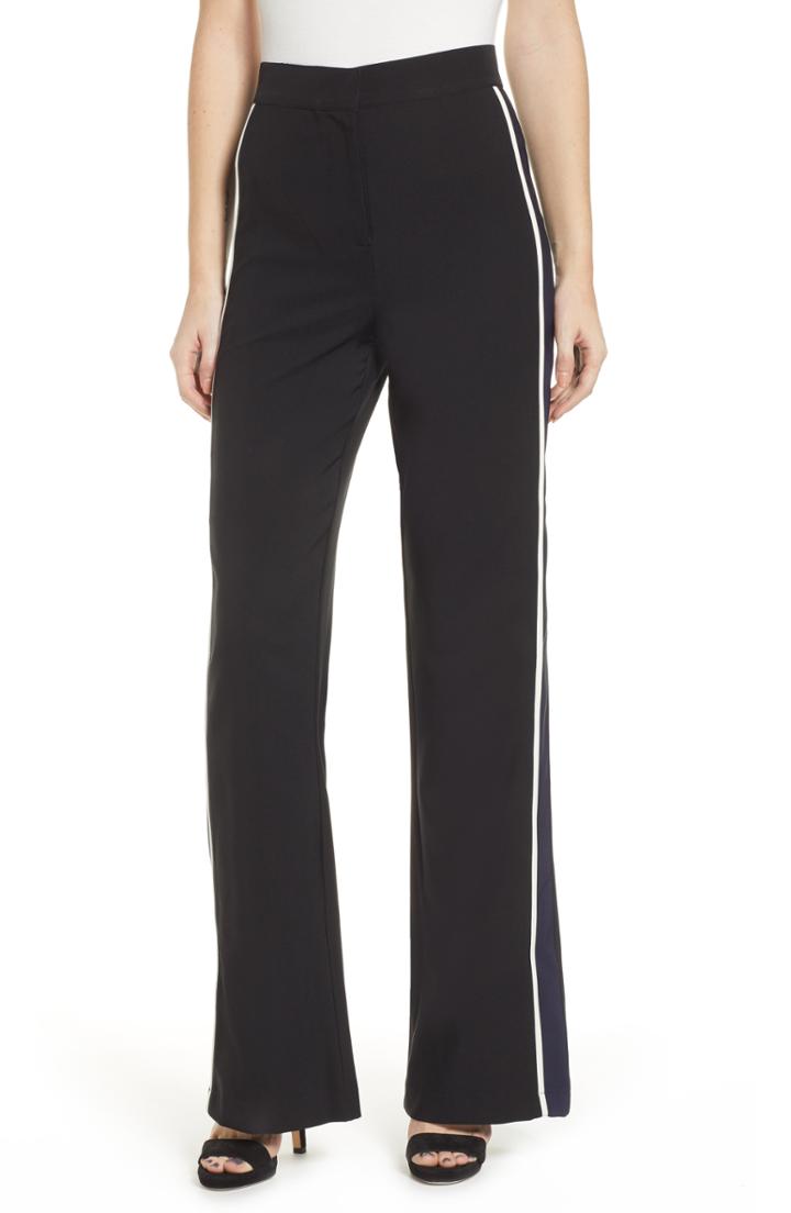 Women's Socialite Racing Stripe Trousers - Black