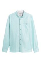 Men's Ted Baker London Linlins Herringbone Cotton & Linen Sport Shirt (s) - Green