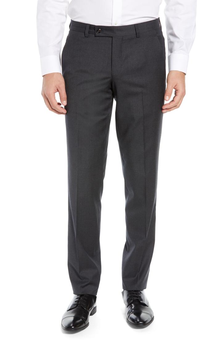 Men's Ted Baker London Jerome Flat Front Solid Wool Trousers
