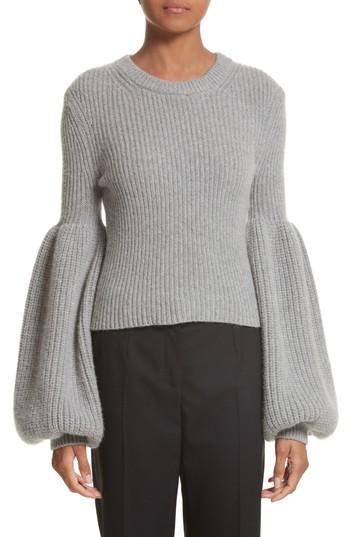 Women's Alexander Wang Puff Lantern Sleeve Wool & Cashmere Blend Sweater - Grey