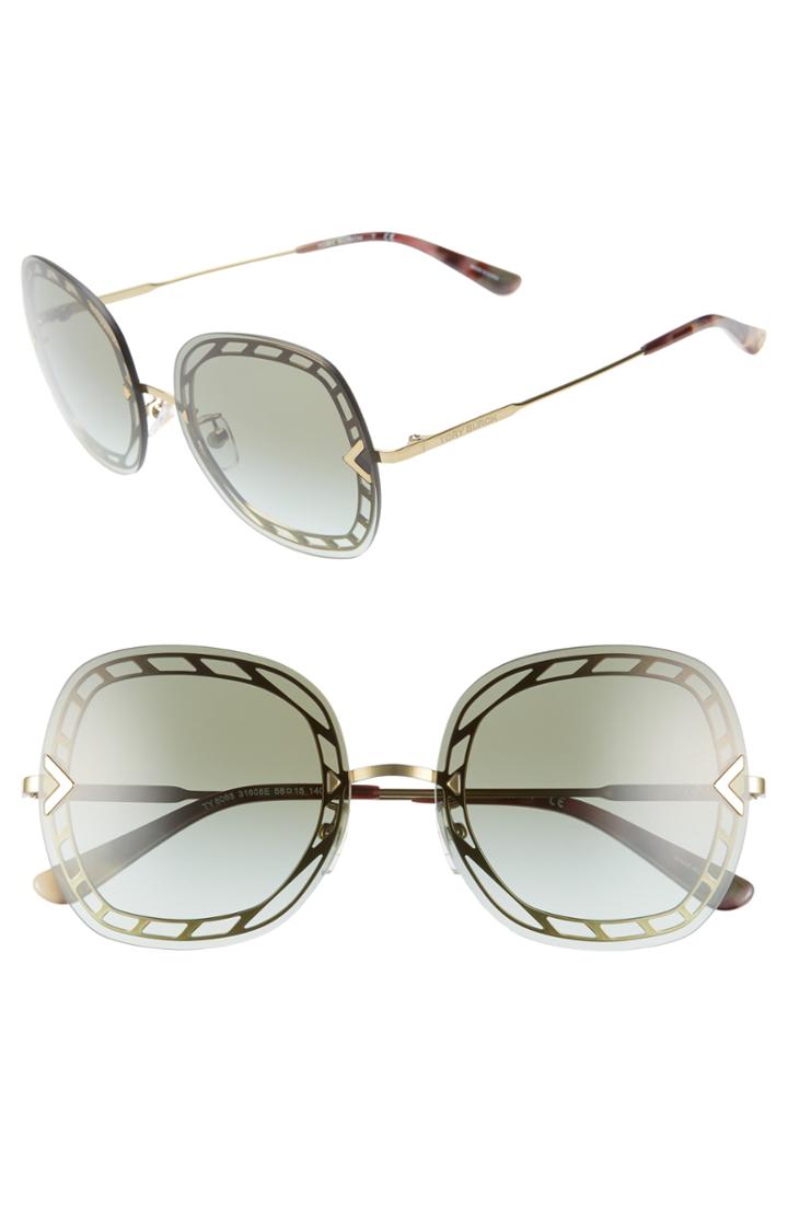 Women's Tory Burch 58mm Gradient Square Sunglasses - Gold/ Green Gradient