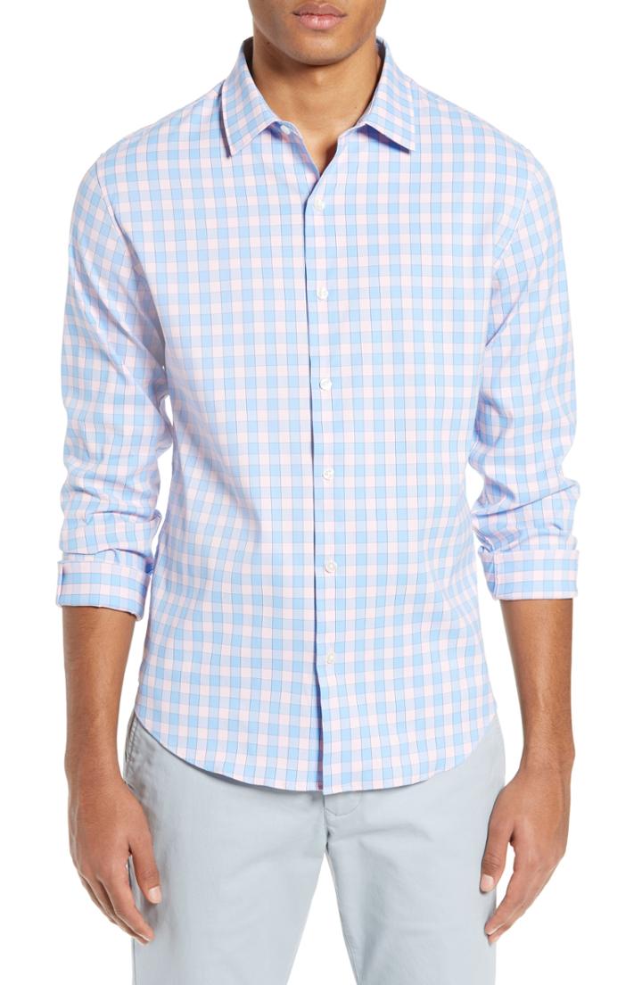 Men's Bonobos Slim Fit Check Tech Sport Shirt R - Blue