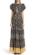 Women's Frame Velvet Trim Polka Dot Silk Dress
