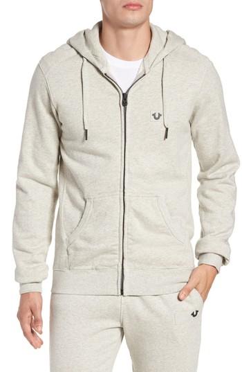 Men's True Religion Brand Jeans Metal Horseshoe Hoodie - Grey