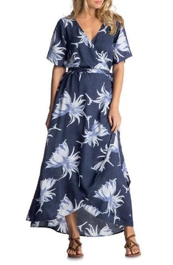 Women's Roxy Keep The Tempo Wrap Dress - Blue