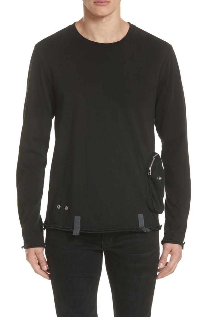 Men's Helmut Lang Distressed Edge Utility Pocket Sweatshirt