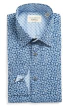 Men's Ted Baker London Endurance Trim Fit Print Dress Shirt - 32/33 - Blue