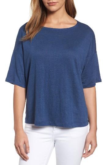 Women's Eileen Fisher Organic Linen Jersey Boxy Top - Blue