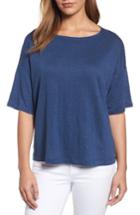 Women's Eileen Fisher Organic Linen Jersey Boxy Top - Blue