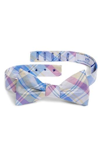 Men's Southern Tide Boca Vista Plaid Silk Bow Tie, Size - Yellow