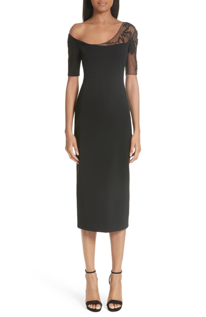 Women's Cushnie Et Ochs Embellished Mesh One-shoulder Sheath Dress