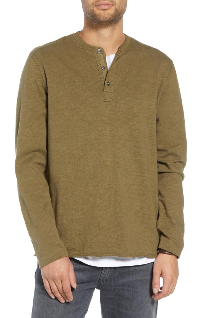 Men's Treasure & Bond Regular Fit Slub Terry Henley, Size - Green
