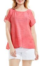 Women's Two By Vince Camuto Stripe Gauze Cold Shoulder Top - Red