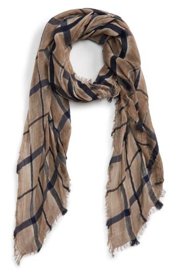 Women's Sole Society Windowpane Check Scarf, Size - Beige
