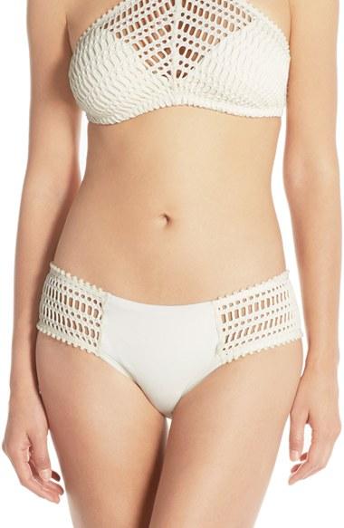 Women's Robin Piccone 'sophia' Crochet Bikini Bottoms - Ivory