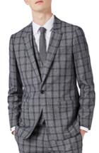 Men's Topman Skinny Fit Plaid Suit Jacket - Grey
