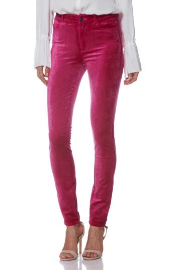 Women's Paige Hoxton Velvet High Waist Skinny Pants - Red