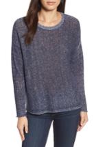 Women's Eileen Fisher Boxy Organic Linen Sweater, Size - Blue
