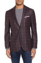 Men's Strong Suit Vantage Trim Fit Windowpane Wool Sport Coat R - Purple