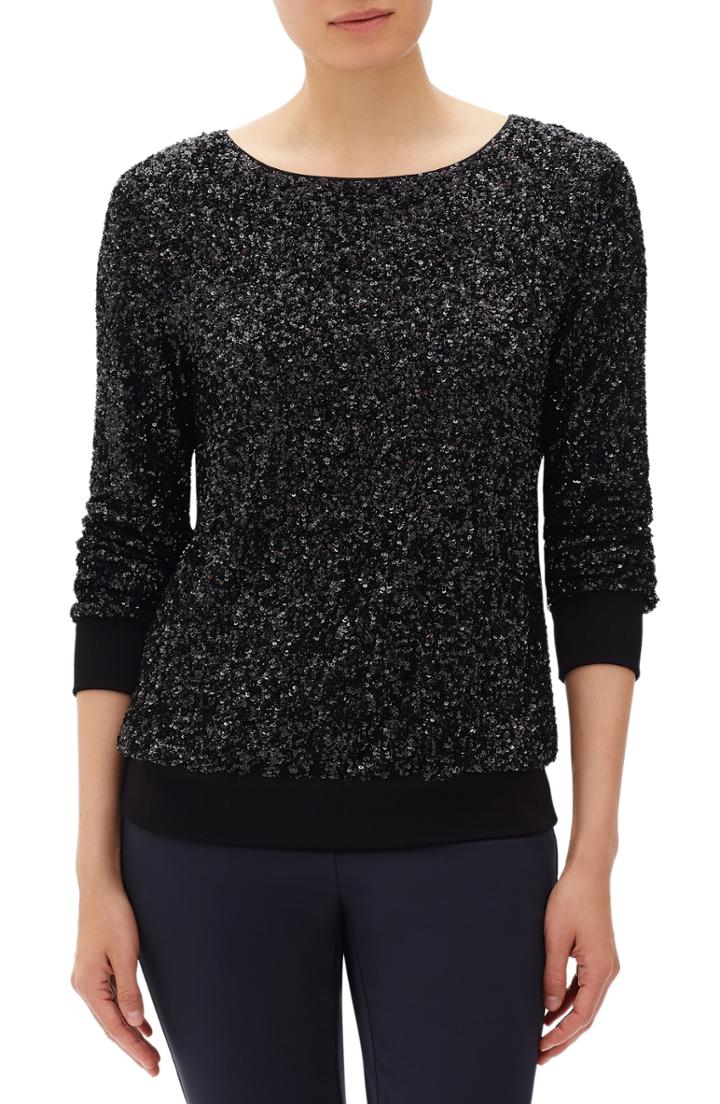 Women's Lafayette 148 New York Nessa Sequin Blouse - Black