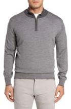 Men's Peter Millar Needle Stripe Merino Wool Blend Quarter Zip Pullover - Grey