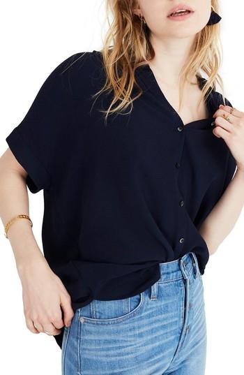 Women's Madewell Central Drapey Shirt, Size - Blue