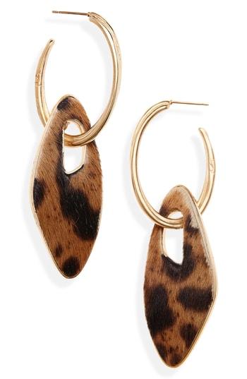 Women's Saint Laurent Leopard Genuine Calf Hair Hoop Earrings