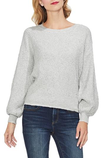 Women's Vince Camuto Textured Balloon Sleeve Cotton Blend Sweater - Grey