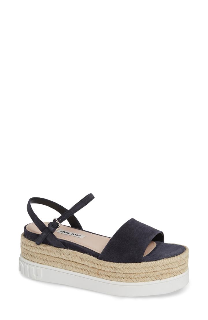 Women's Miu Miu Platform Espadrille Sandal Us / 35eu - Blue