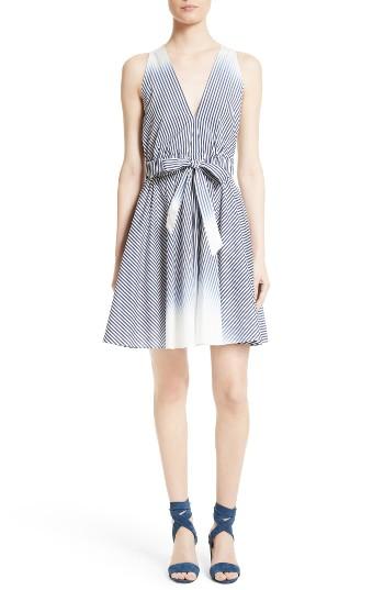 Women's Milly Lola Ombre Stripe Belted Fit & Flare Dress