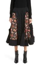 Women's Comme Des Garcons Floral Cutout Wool Gabardine Skirt - Black