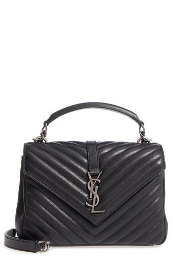 Saint Laurent Medium College Quilted Leather Shoulder Bag - Red