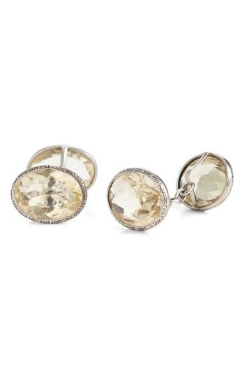Men's Foundwell One Of A Kind Vintage Citrine Silver Oval Faceted Cuff Links